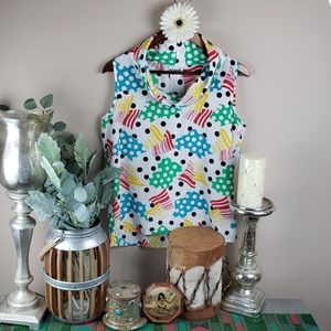 Vintage polka dot sleeveless blouse